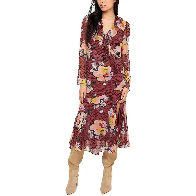 Super Deal Joie Womens Printed Long Sleeve Midi Dress