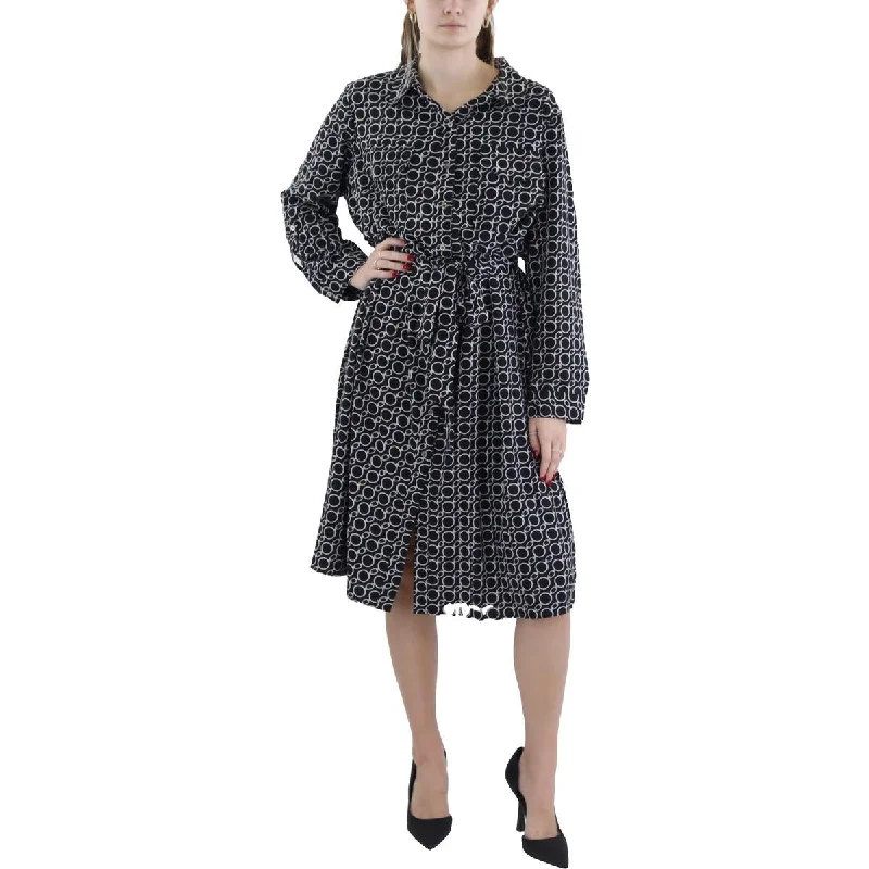 Savings Alert NY Collection Womens Printed Knee Length Shirtdress