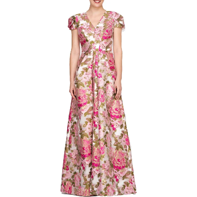 Super Savings Kay Unger New York Womens Odessa Metallic Maxi Evening Dress