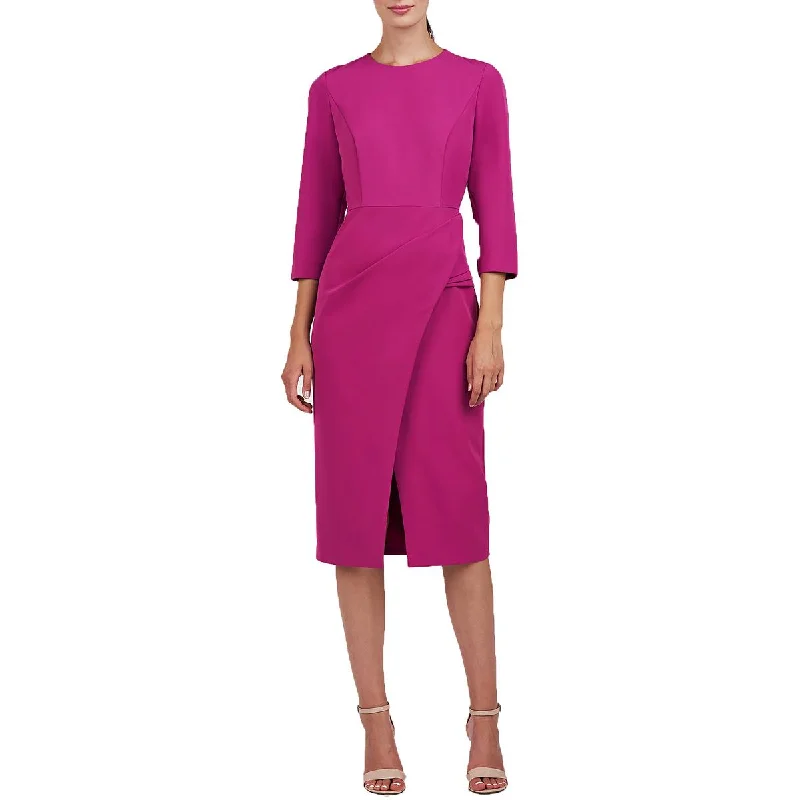 Stock Up and Save Kay Unger New York Womens Doreen Pleated Knee-Length Wear To Work Dress