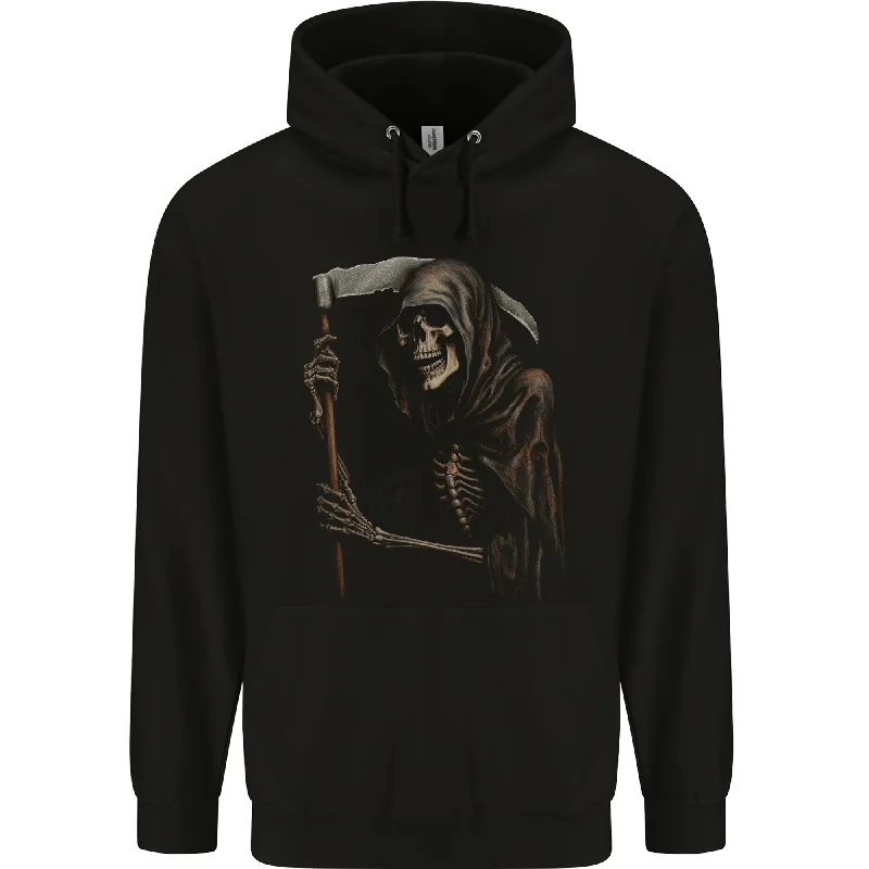 Price Slash Grim Reaper Gothic Heavy Metal Skull Mens 80% Cotton Hoodie