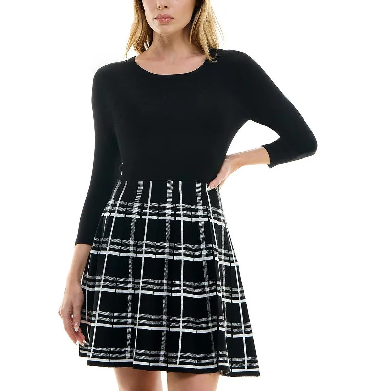 Factory Direct Sale BCX Womens Juniors Plaid Mini Sweaterdress