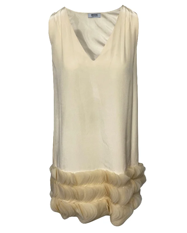 Flash Deals Moschino Cocktail A-Line Dress in White Silk