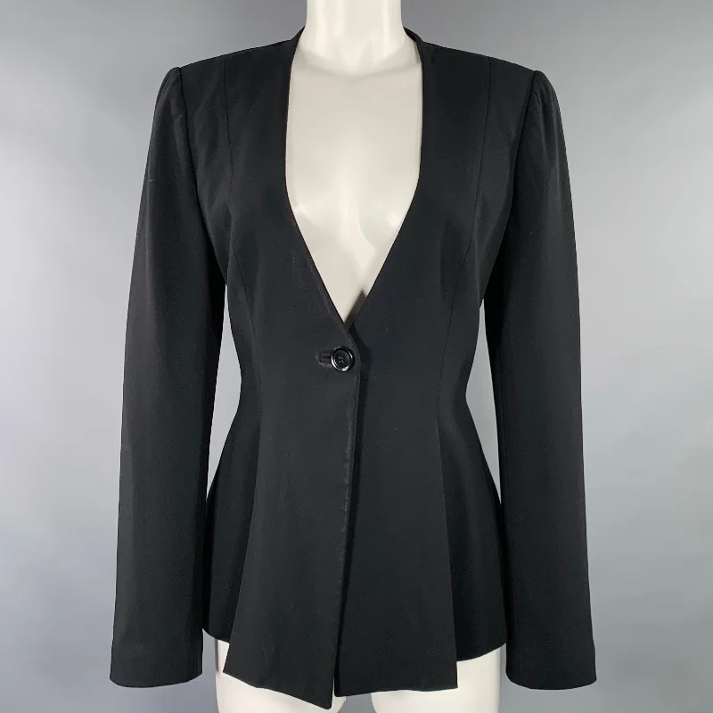 Early Bird Discount GIORGIO ARMANI Size 6 Black Wool Blend Jacket Blazer