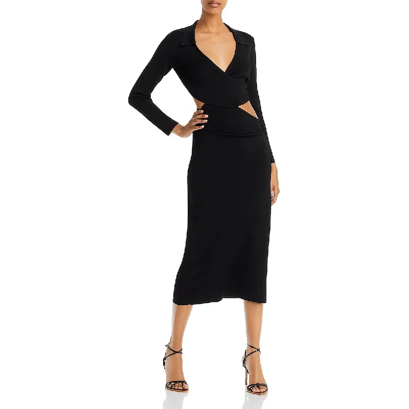 Epic Deals Cult Gaia Womens Cristina Knit Cut-Out Midi Dress