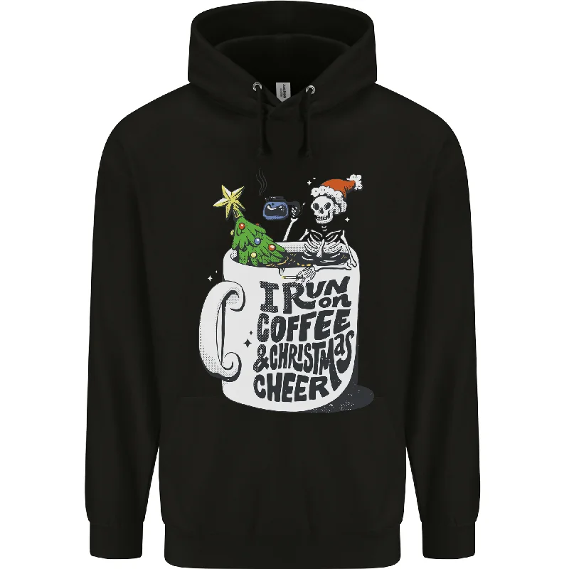 Discount Days I Run On Coffee and Christmas Cheer Skull Mens 80% Cotton Hoodie