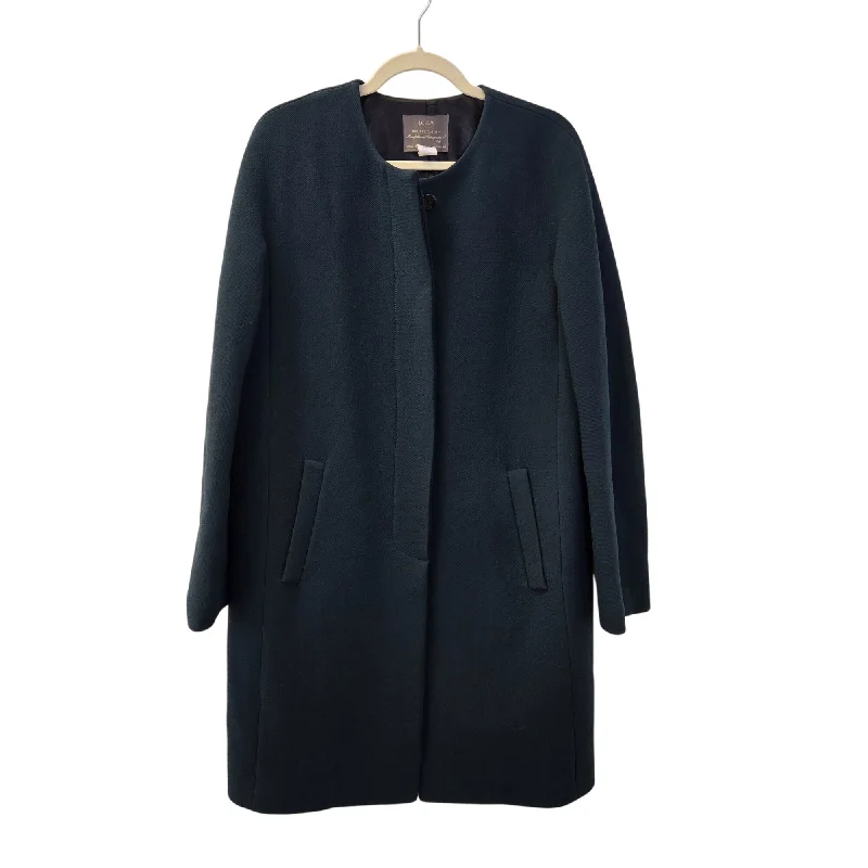 Amazing Deals J. Crew Double Cloth Wool Blend Collarless Long Coat Size 10 Tall