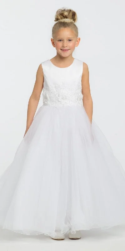 Today’s Deal Satin Tulle 3D Embroidered Flower Girl Dress