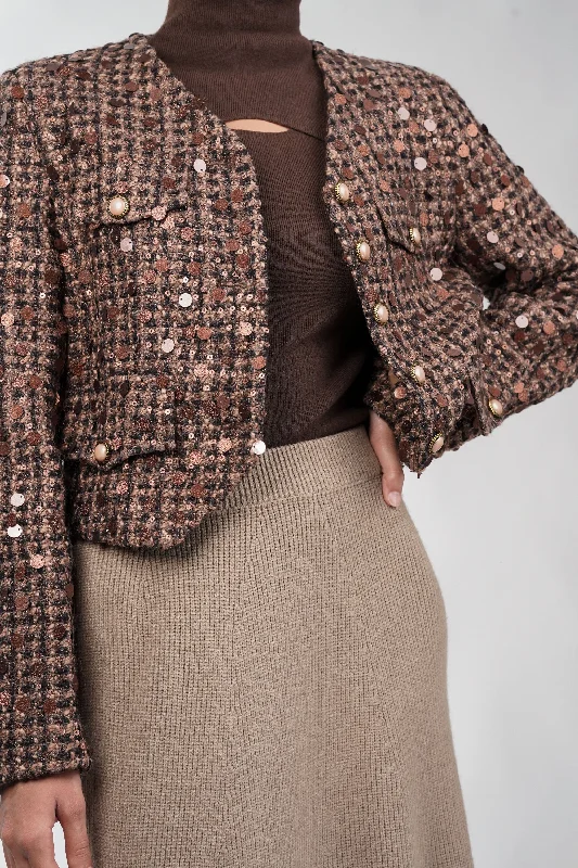 Customer Appreciation Sale Sienna Brown Sequin Blazer