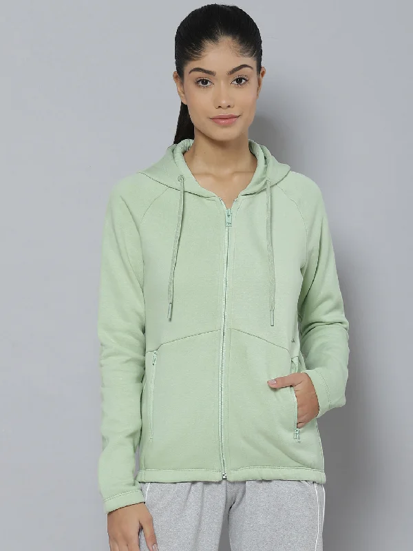 Inventory Reduction Alcis Women Sea Green Hooded Sweatshirt