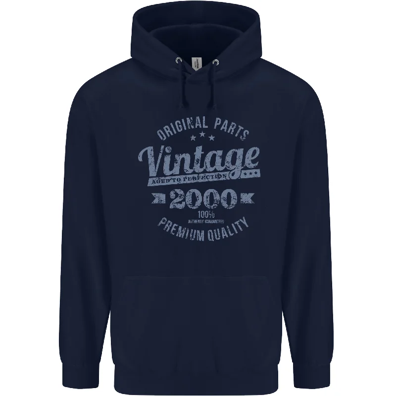 Quick Sale Vintage Year 24th Birthday 2000 Mens 80% Cotton Hoodie Navy Blue