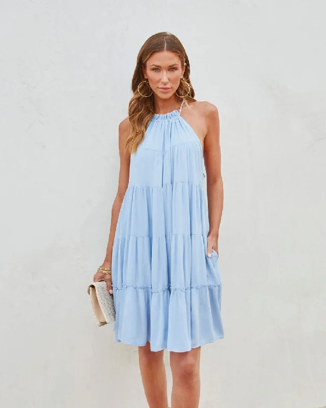 Price Cut Thea Halter Tiered Mini Dress