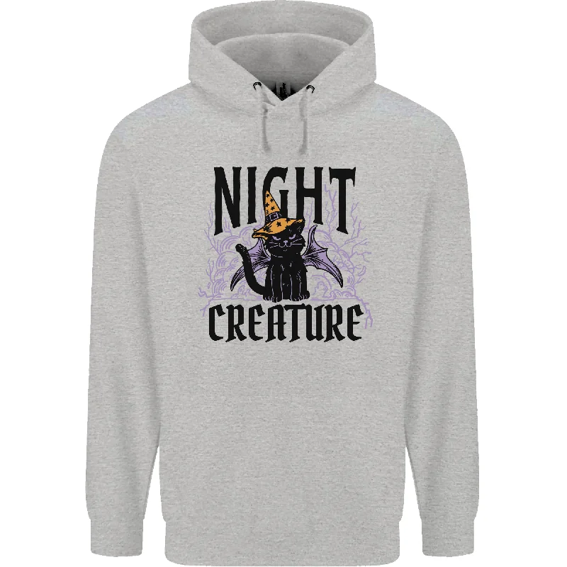 Best Deals Halloween Cat Night Creature Witch Mens 80% Cotton Hoodie