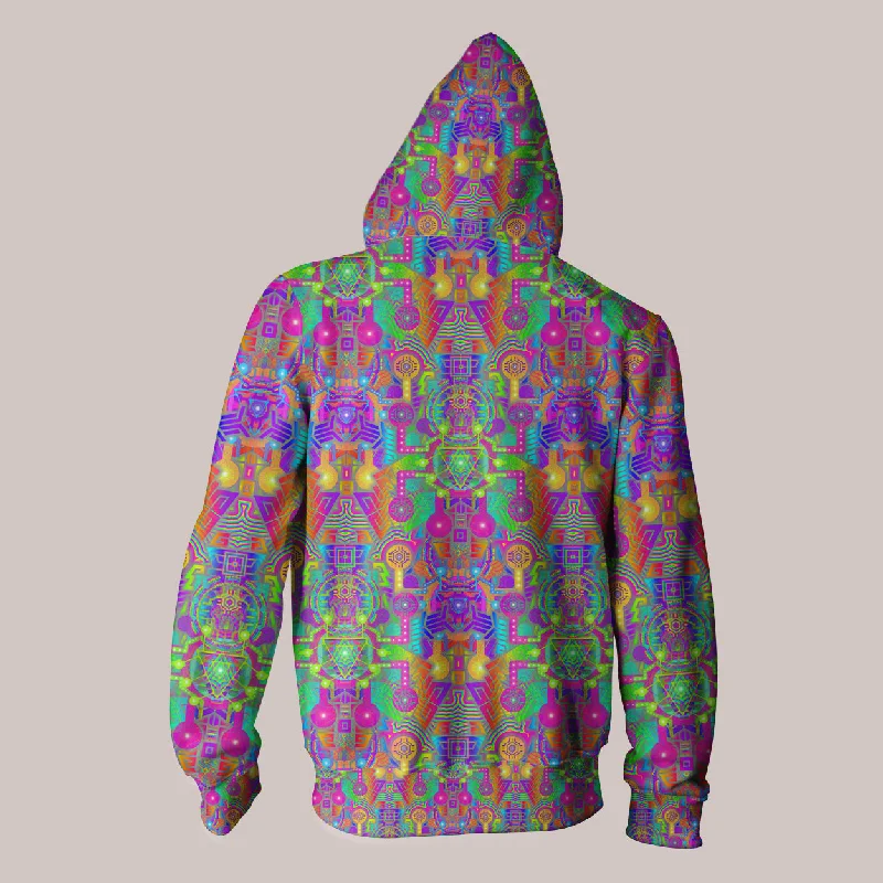 Mega Deal Psychedelic Hoodie (UV/RGB, Eco-Friendly, Unisex, Zip-Up) | BLEEP BLOOP