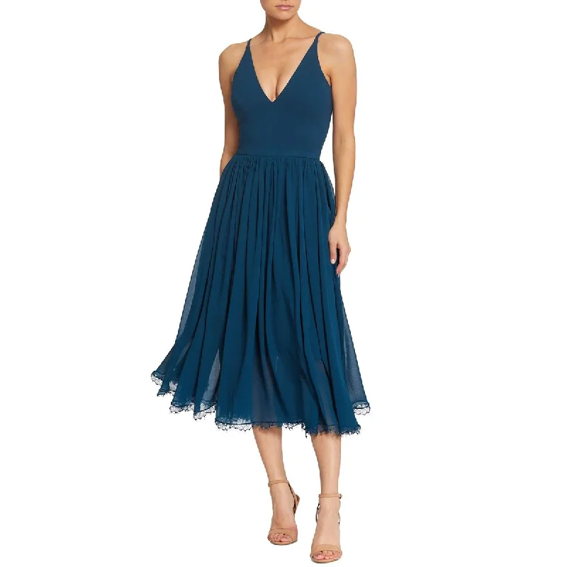 Super Deal Dress The Population Womens Alicia Crepe Lace Hem Fit & Flare Dress