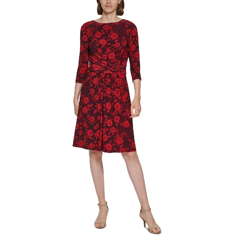 Special Discount Tommy Hilfiger Womens Petites Jersey Floral Fit & Flare Dress