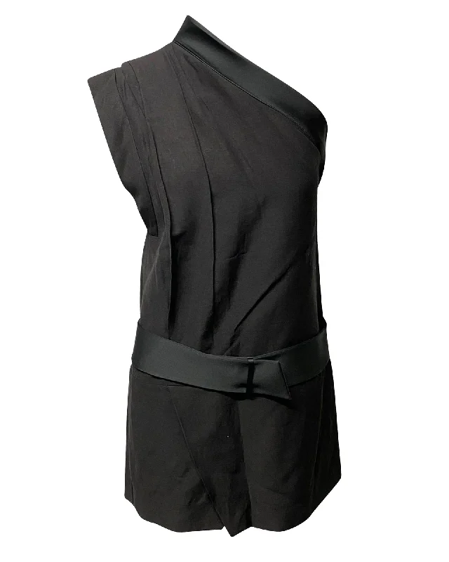 One-DAY Sale Isabel Marant Ormand One Shoulder Dress in Black Wool