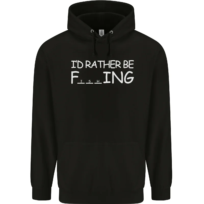 Steals and Deals Id Rather Be Fishing Funny Fisherman ECG Mens 80% Cotton Hoodie