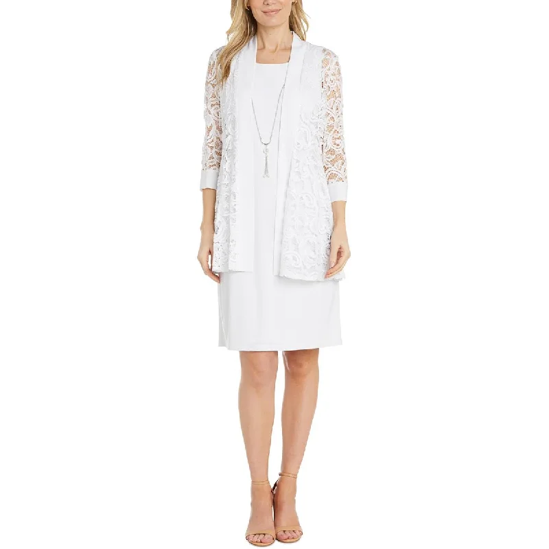 Online Only R&M Richards Womens Lace Knee-Length Two Piece Dress