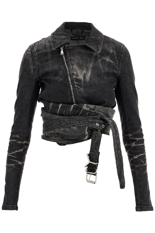 Extra Savings Denim Jacket With Criss-cross Belt  - Black