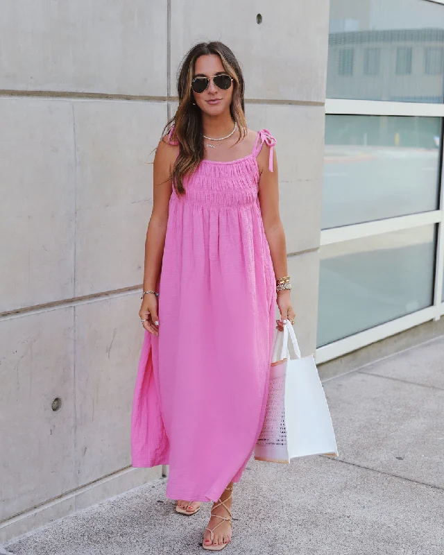 Fantastic Offers Sophie Cotton Smocked Pocketed Maxi Dress