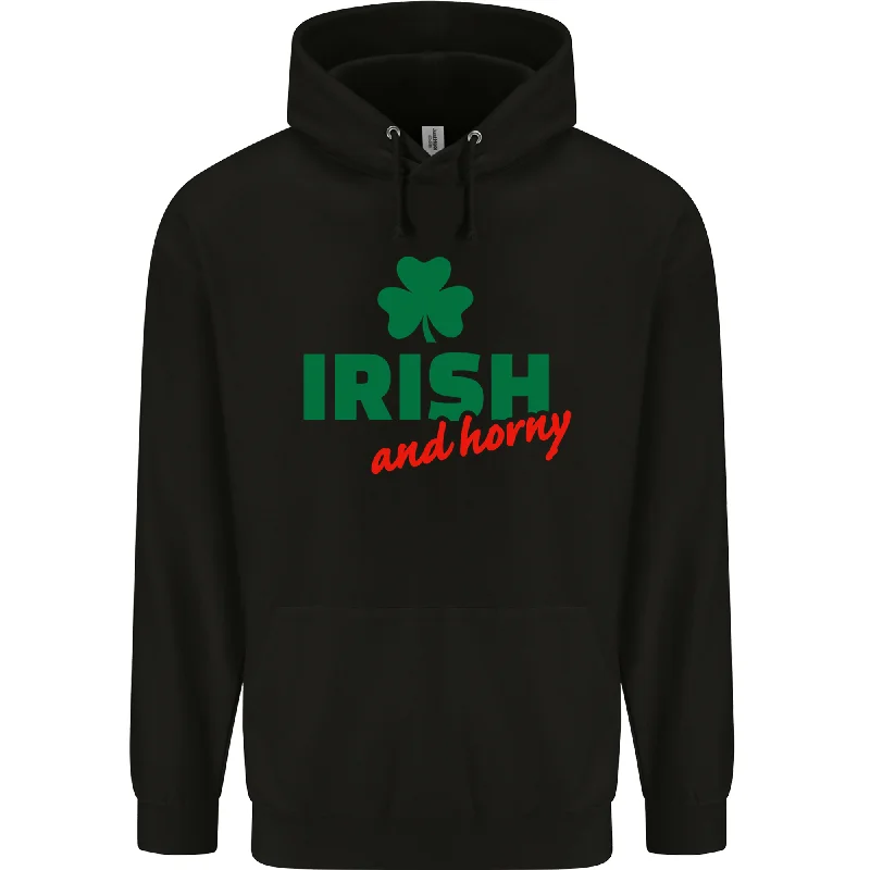 Mega Sale Irish and Horny St Patricks Day Mens 80% Cotton Hoodie
