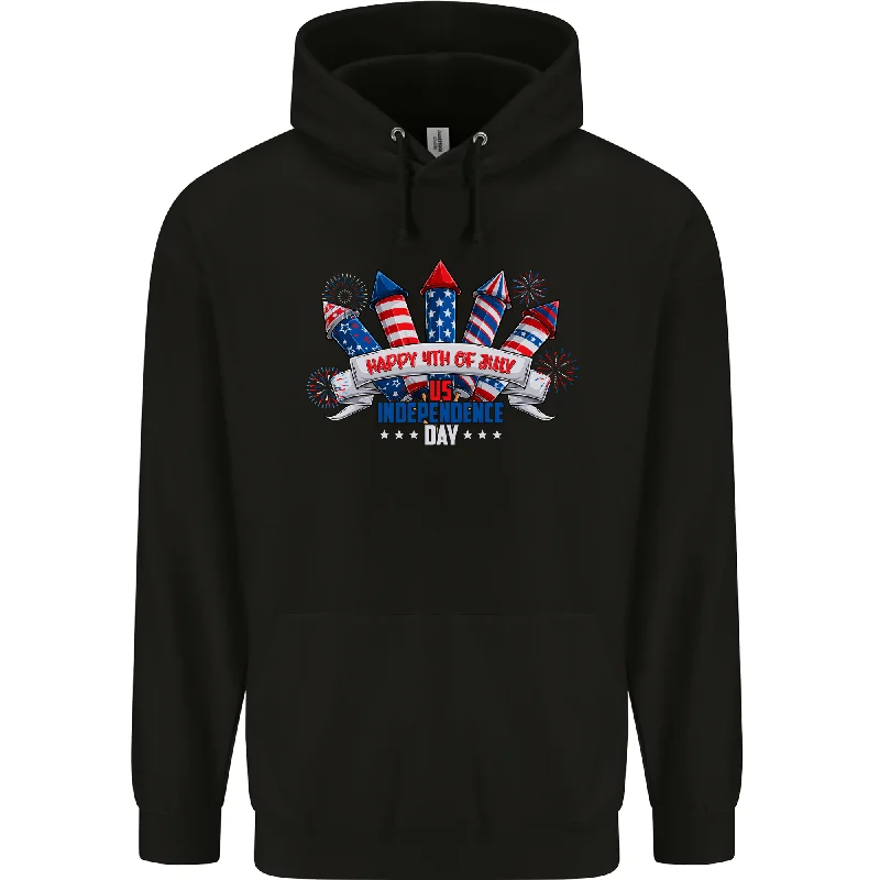 Act Fast Happy 4th of July Fireworks Independence Day Mens 80% Cotton Hoodie