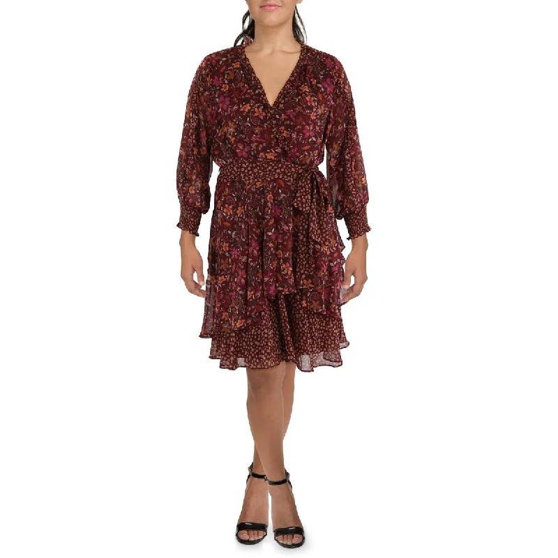 Deal Explosion Tahari ASL Womens Plus Floral Print Ruffle Wrap Dress