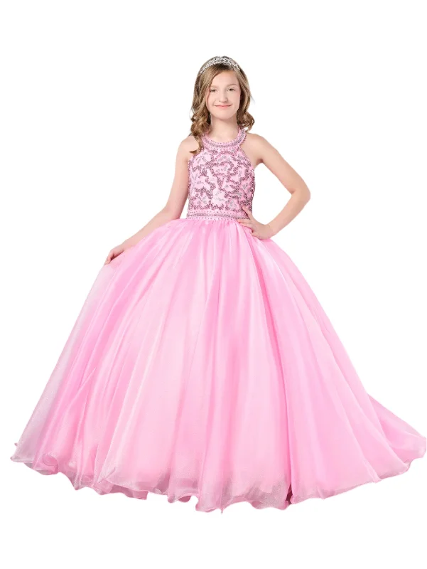 Buy Now Tiffany Princess 13786 Size 6 Pink Girls Pageant Dress Crystal Bodice Ballgown A Line High Neck Formal