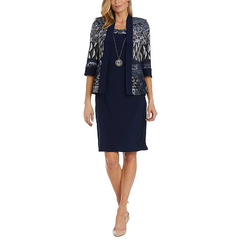 Weekend Deal R&M Richards Womens Petites Floral Print Above Knee Two Piece Dress