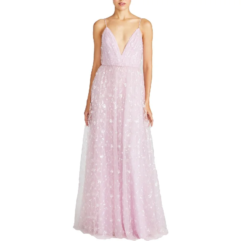 Final Markdown ML Monique Lhuillier Womens Lace Full Length Evening Dress