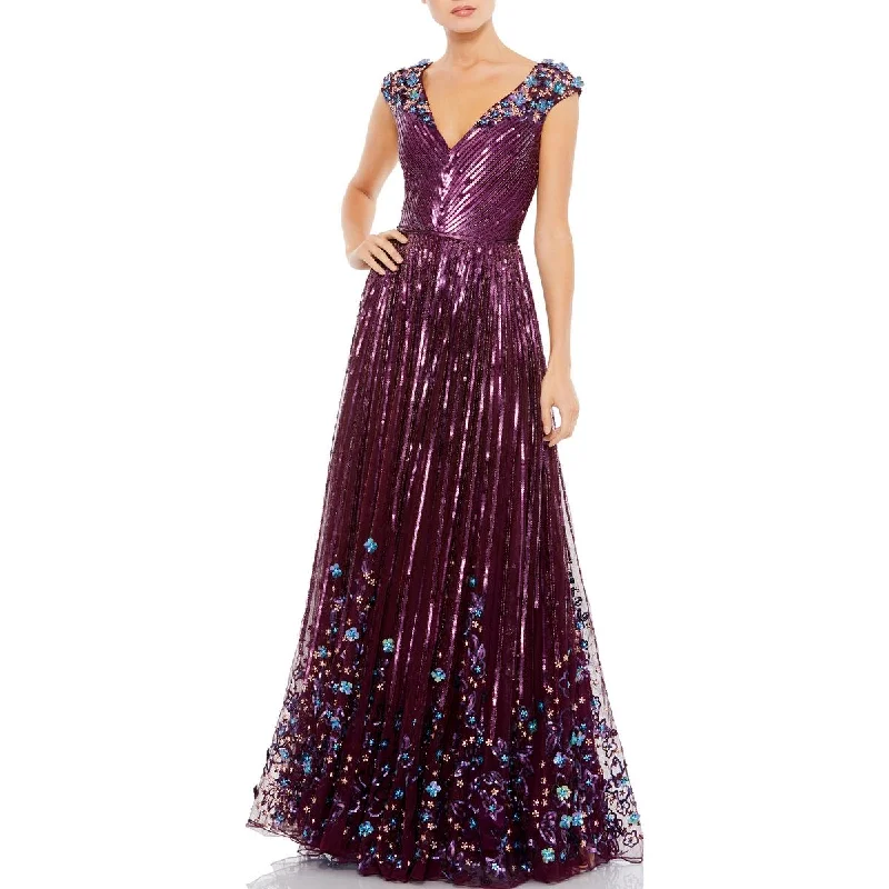 Deal Explosion Mac Duggal Womens Sequined Maxi Evening Dress