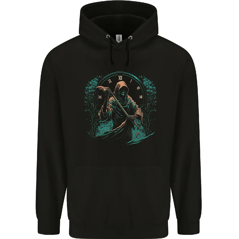 Referral Discount Grim Reaper Time Skull Death Gothic Mens 80% Cotton Hoodie