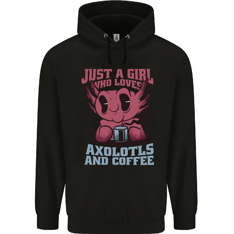Limited Availability Girl Who Loves Axolotls & Coffee Mens 80% Cotton Hoodie
