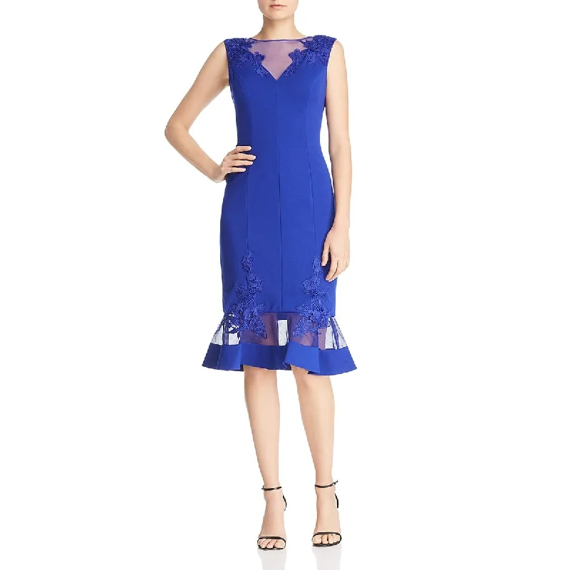 Price Cut Aidan Mattox Womens Lace Inset Mesh Cocktail And Party Dress