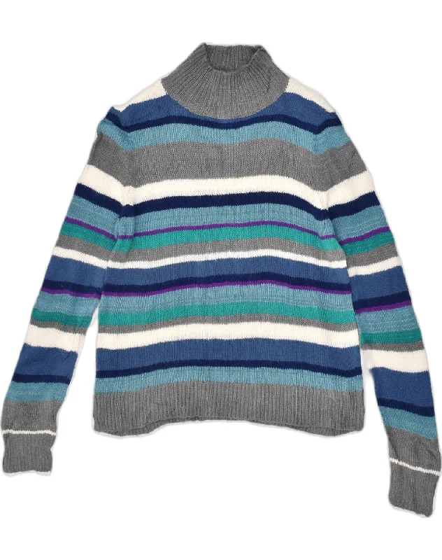 Midnight Madness CHAPS Womens Turtle Neck Jumper Sweater UK 12 Medium Multicoloured Striped