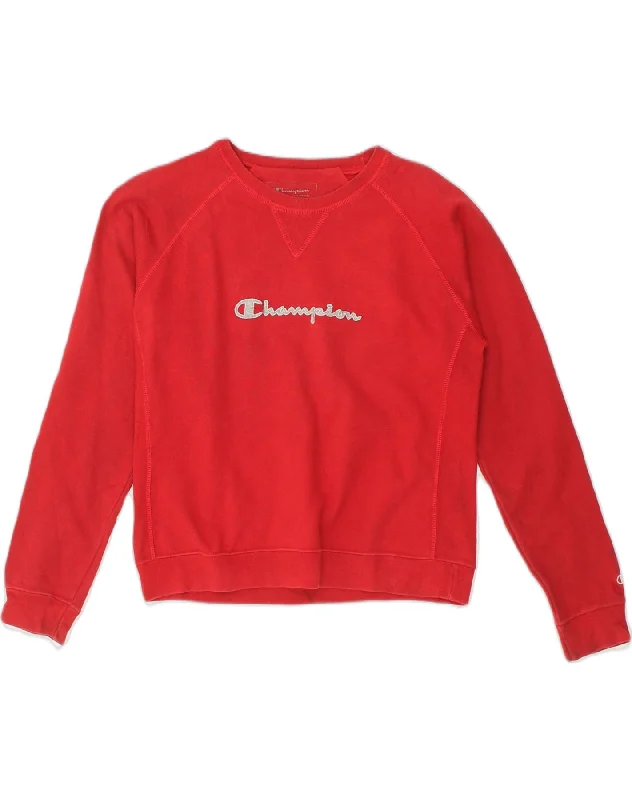 Don't Miss CHAMPION Womens Graphic Sweatshirt Jumper UK 10 Small Red Cotton