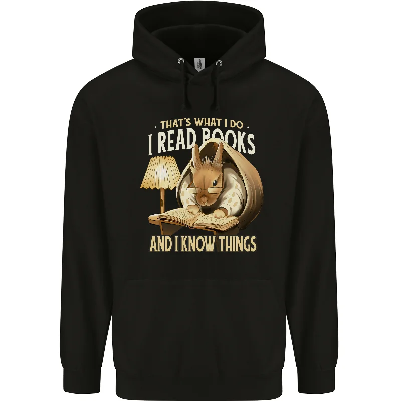 Bargain Blast I Read Books & Know Things Bookworm Rabbit Mens 80% Cotton Hoodie