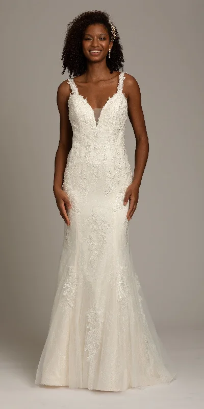 Stock Clearance Illusion Scoop Back Embroidered Mermaid Dress