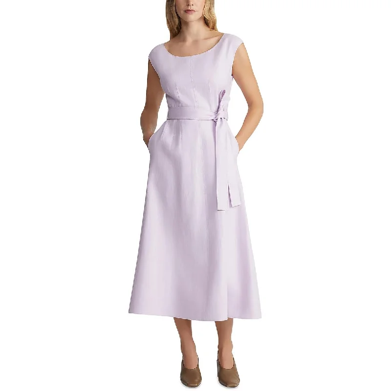 While Supplies Last Lafayette 148 New York Womens Midi Belted Fit & Flare Dress