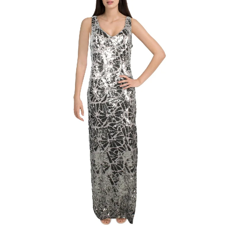 Online Specials Donna Karan Womens Sequined Maxi Evening Dress