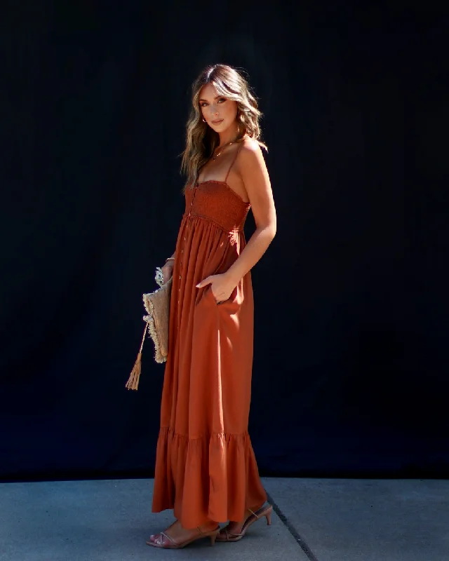 Discount Extravaganza Saint Jean Pocketed Smocked Maxi Dress