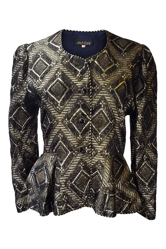 Sneak Peek Sale MA-SAI Vintage Black and Gold Fitted Jacket (12)