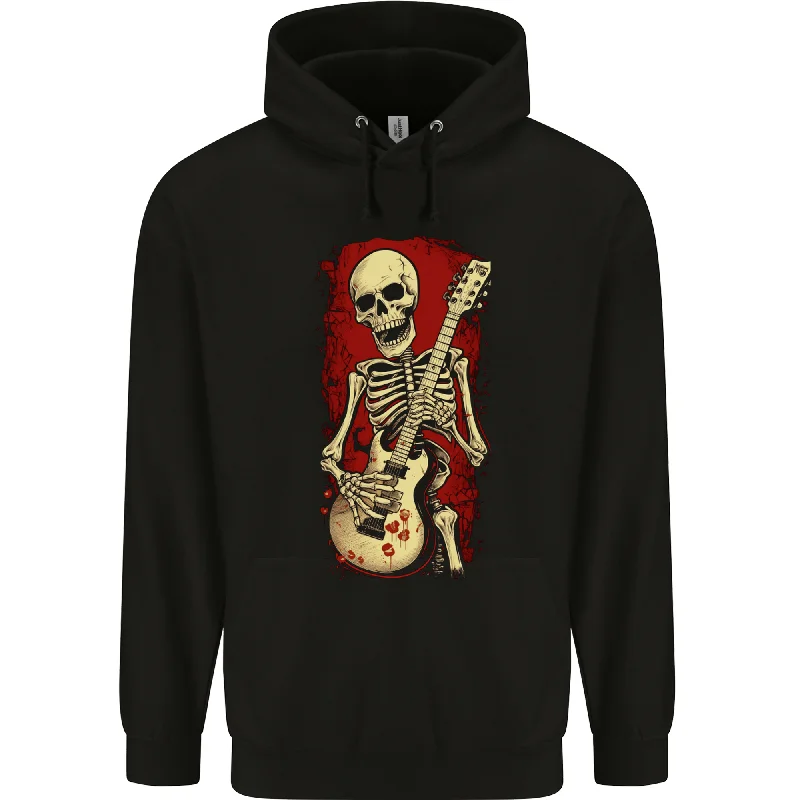 Epic Deals Guitar Playing Skeleton Rock Music Skull Mens 80% Cotton Hoodie