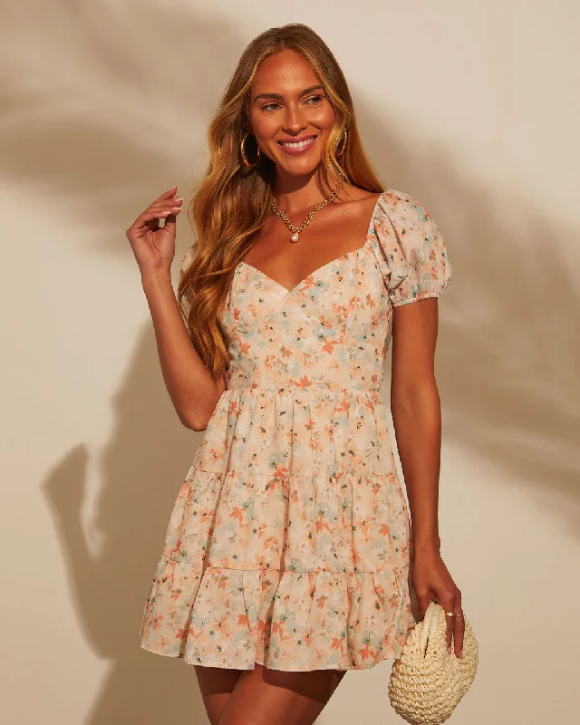 Holiday Sale Carleen Tiered Puff Sleeve Mini Dress