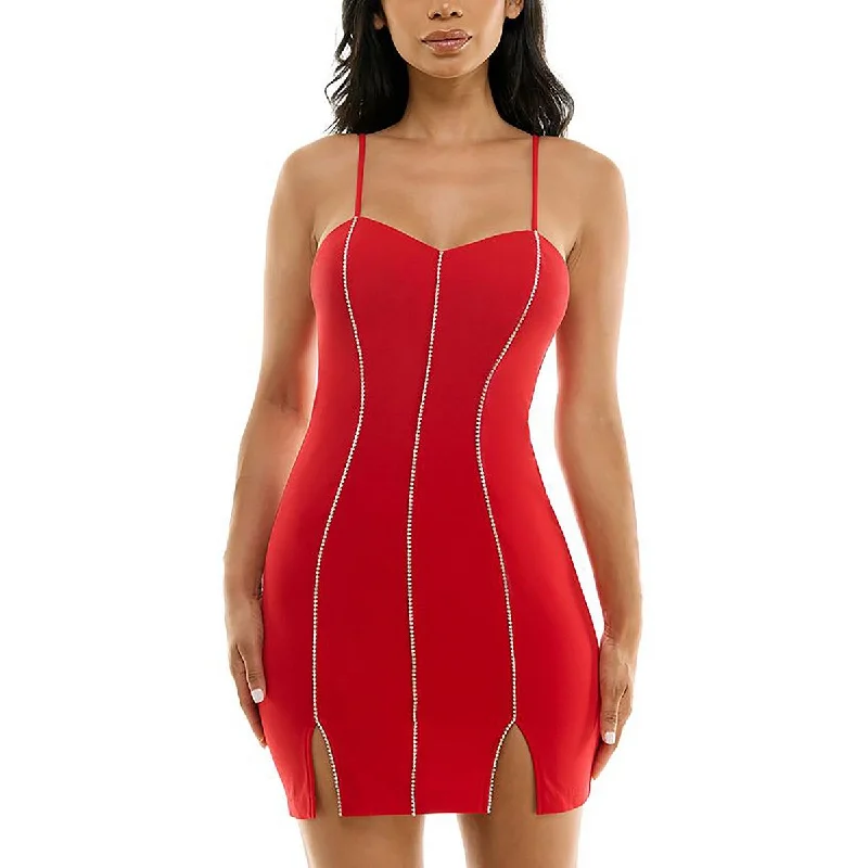 Early Access BCX Womens Rhinestone Fitted Bodycon Dress