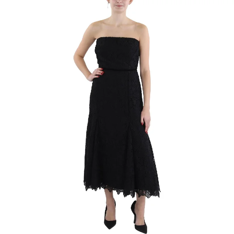 Best Bargains ML Monique Lhuillier Womens Lace Mid Calf Midi Dress