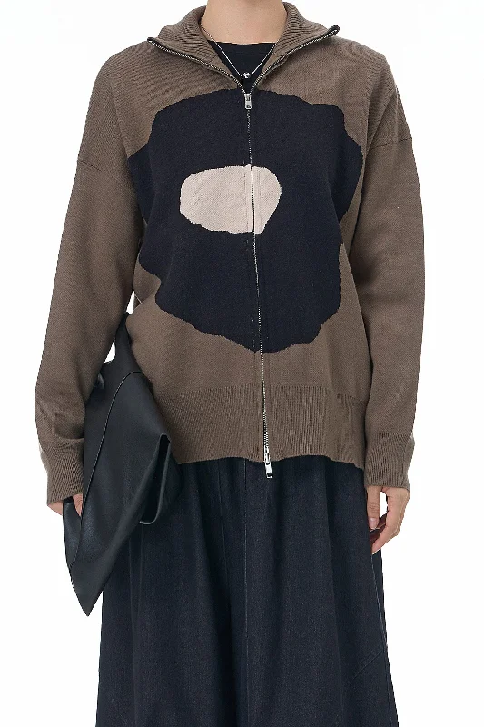 Savings Alert Terra Fusion Stone Grey Zip Sweater