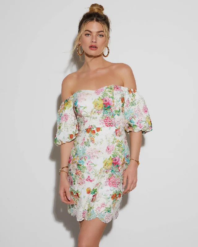 Extra Discounts Ariana Off The Shoulder Floral Mini Dress
