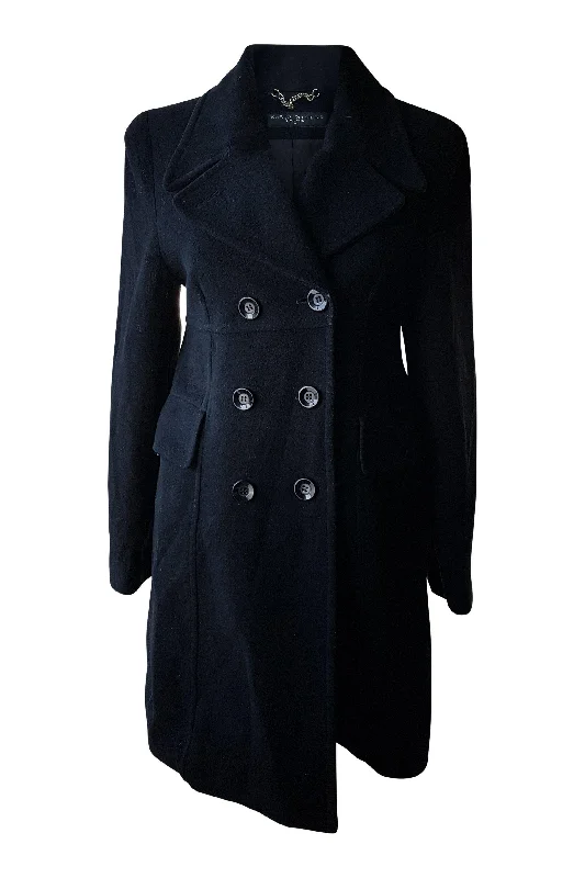 Early Access KAREN MILLEN Women's Black Wool Cashmere Blend Pea Cost (UK 8)